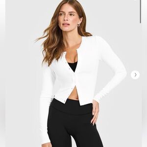 Oner Active Mellow Rib Mid Long Sleeve Cardigan in White